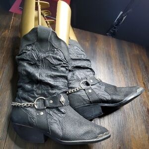 The leather collection black rad scrunch boot